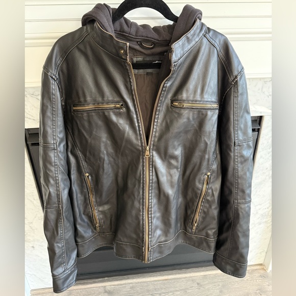 Black Rivet Dark Brown Leather Jacket - Picture 1 of 6